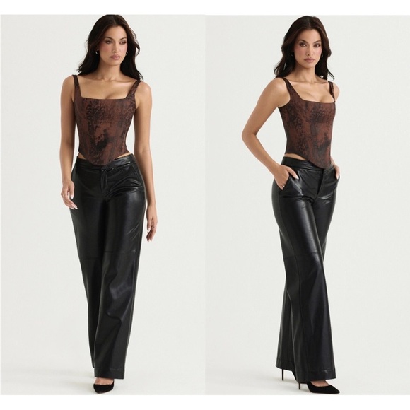 House of CB Black wide Straight Leg Pants size L NWT $195 - Picture 2 of 9